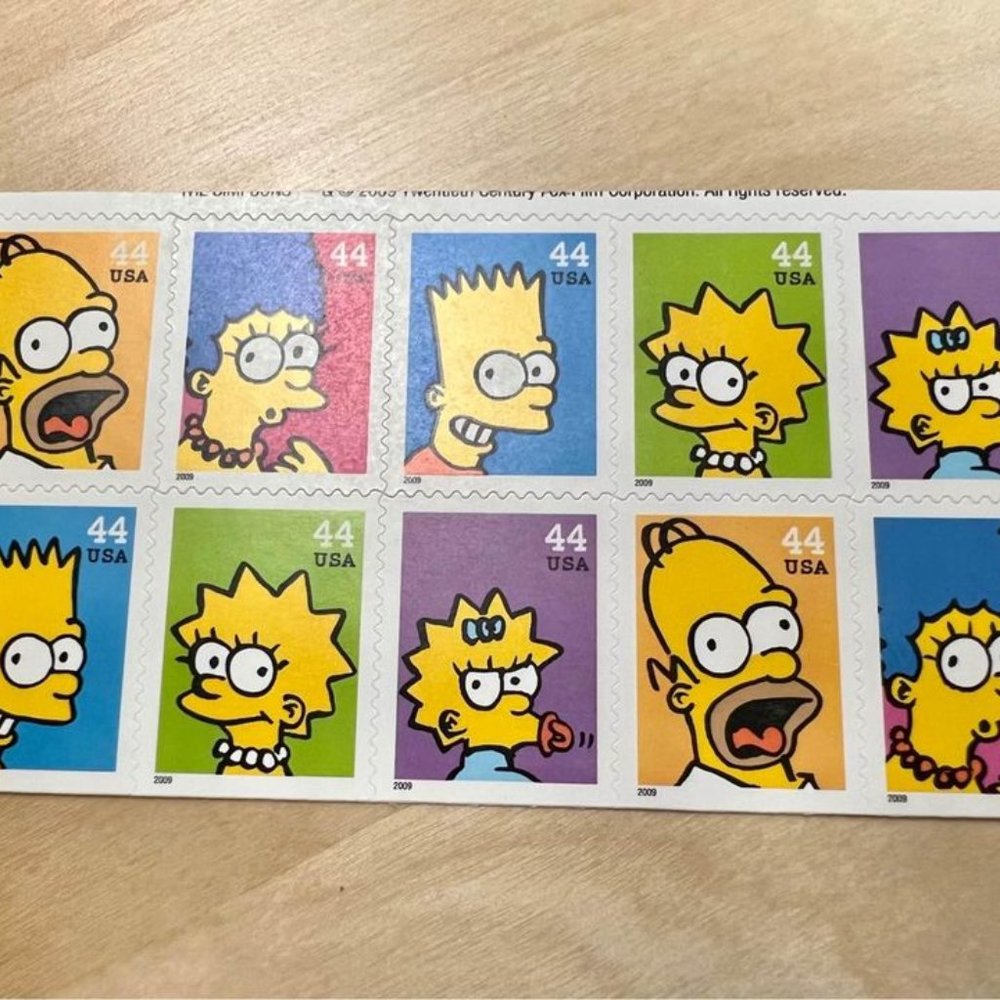 The Simpsons Postage Stamps X10 Unused USA #4399